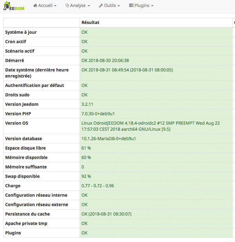 information jeedom sous debian 9
